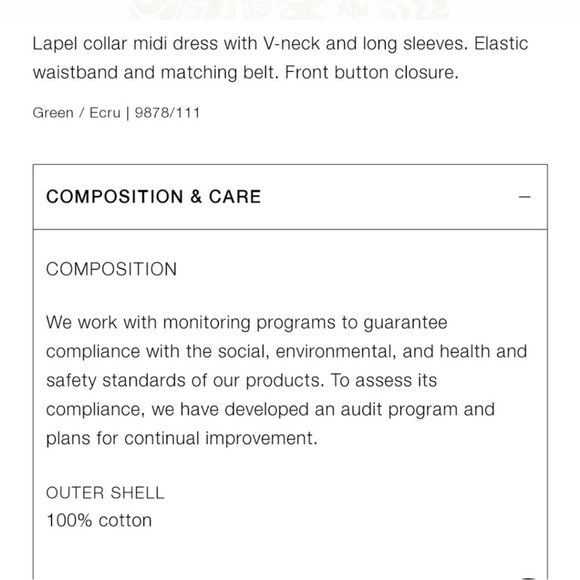 ZARA size medium green and white belted print button up dress - Picture 2 of 6